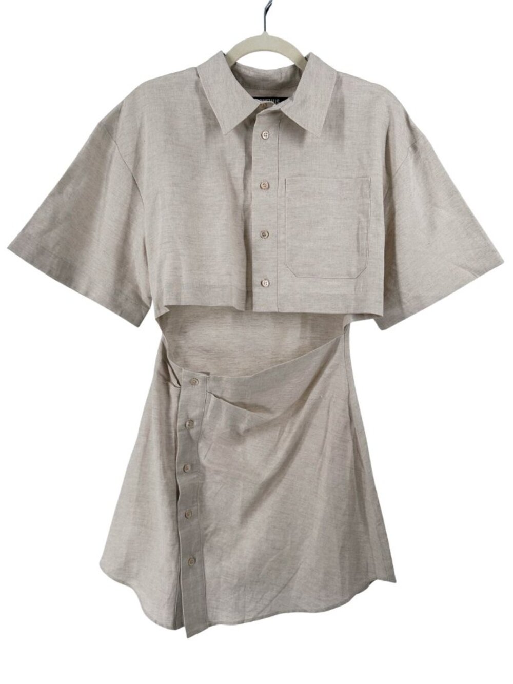 Jacquemus La Robe Arles Mini Dress Beige Cotton Linen FR 38 - Picture 9 of 13